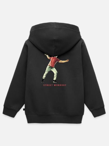 Street Workout ohne Gewicht - Kinder Premium Organic Zip Hoodie - Schwarz