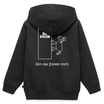 färt das system hoch, Pferd im IT-System, Netzwerk - Kinder Premium Organic Zip Hoodie - Schwarz - Hinten - AI Model Kid Male (0cm)