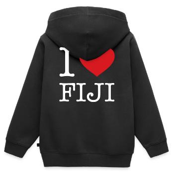 J’ADORE LES FIDJI - Sweat Premium à capuche zippé enfant bio - noir - Dos - AI Model Kid Male (0cm)
