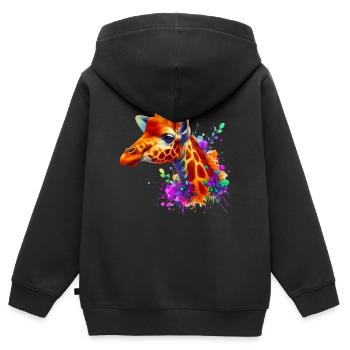 Giraffe - Kinder Premium Organic Zip Hoodie - Schwarz - Hinten - AI Model Kid Male (0cm)