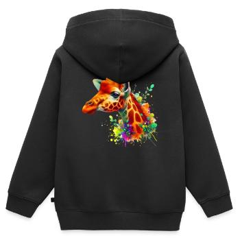 Giraffe - Kinder Premium Organic Zip Hoodie - Schwarz - Hinten - AI Model Kid Male (0cm)