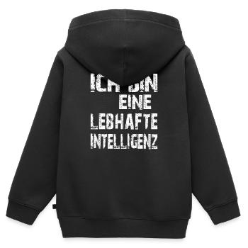 KI Spruch Ich bin eine lebhafte Intelligenz - Kinder Premium Organic Zip Hoodie - Schwarz - Hinten - AI Model Kid Male (0cm)