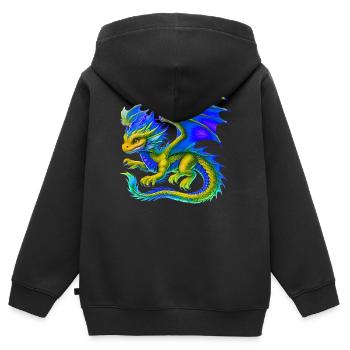Drache - Kinder Premium Organic Zip Hoodie - Schwarz - Hinten - AI Model Kid Male (0cm)
