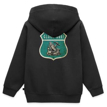 Exploitation minière – Foi et travail - Sweat Premium à capuche zippé enfant bio - noir - Dos - AI Model Kid Male (0cm)