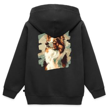 Collie - Kinder Premium Organic Zip Hoodie - Schwarz - Hinten - AI Model Kid Male (0cm)