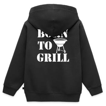 Grillen , Born to Grill - Kinder Premium Organic Zip Hoodie - Schwarz - Hinten - AI Model Kid Male (0cm)