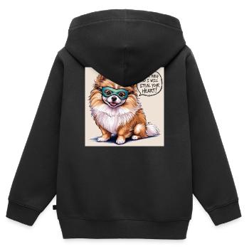Chien de Poméranie « Je suis un voleur » - Sweat Premium à capuche zippé enfant bio - noir - Dos - AI Model Kid Male (0cm)