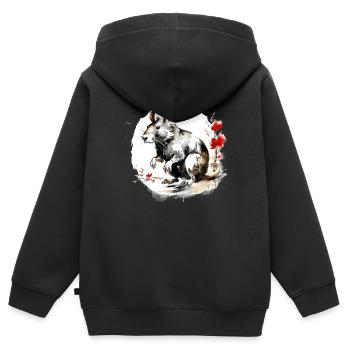 Chinesisches Sternzeichen Ratte - Kinder Premium Organic Zip Hoodie - Schwarz - Hinten - AI Model Kid Male (0cm)