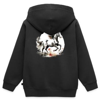 Chinesisches Sternzeichen Pferd - Kinder Premium Organic Zip Hoodie - Schwarz - Hinten - AI Model Kid Male (0cm)