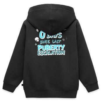 Chemise drôle d’escalade de la puberté - Sweat Premium à capuche zippé enfant bio - noir - Dos - AI Model Kid Male (0cm)