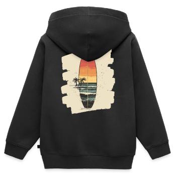 Planche de surf - Sweat Premium à capuche zippé enfant bio - noir - Dos - AI Model Kid Male (0cm)