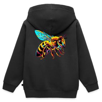 Biene - Kinder Premium Organic Zip Hoodie - Schwarz - Hinten - AI Model Kid Male (0cm)