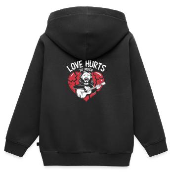 Liebe tut weh Liebeskummer Herzschmerz Liebe - Kinder Premium Organic Zip Hoodie - Schwarz - Hinten - AI Model Kid Male (0cm)