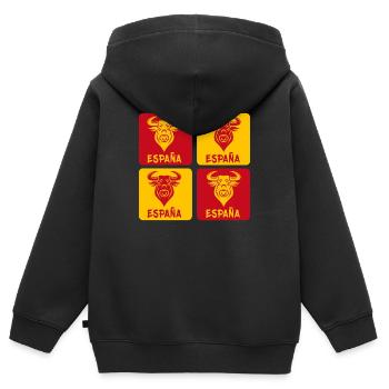 Espagne Taureau National Couleurs Design - Sweat Premium à capuche zippé enfant bio - noir - Dos - AI Model Kid Male (0cm)