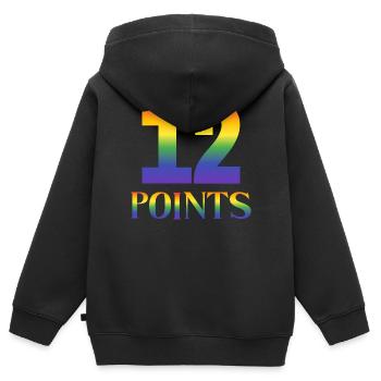 12 points Concours Eurovision de la chanson - Sweat Premium à capuche zippé enfant bio - noir - Dos - AI Model Kid Male (0cm)