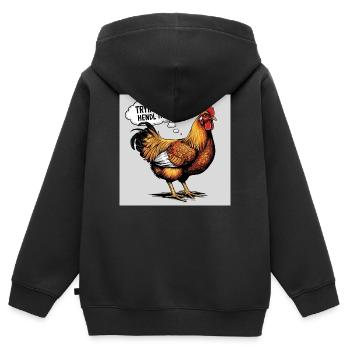 Chicken "Trying to hendl this" - Kids Premium Organic Zip-up Hoodie - black - Back - AI Model Kid Male (0cm)