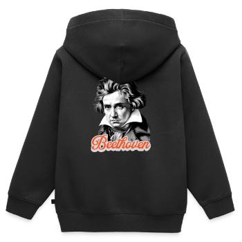 Komponist Beethoven Portrait Klassische Musik - Kinder Premium Organic Zip Hoodie - Schwarz - Hinten - AI Model Kid Male (0cm)