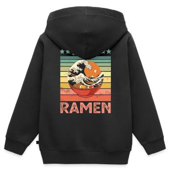Ramen Nudeln - Kinder Premium Organic Zip Hoodie - Schwarz - Hinten - AI Model Kid Male (0cm)