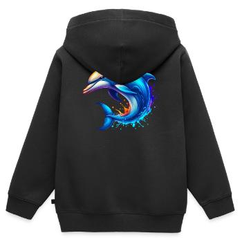 Delfin - Kinder Premium Organic Zip Hoodie - Schwarz - Hinten - AI Model Kid Male (0cm)