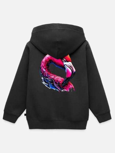 Flamingo - Kinder Premium Organic Zip Hoodie - Schwarz