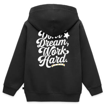 Ne rêvez pas de travailler dur - Sweat Premium à capuche zippé enfant bio - noir - Dos - AI Model Kid Male (0cm)