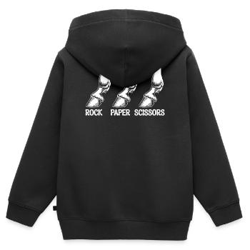 Roche Papier Ciseaux Drôle Cheval Sabots - Sweat Premium à capuche zippé enfant bio - noir - Dos - AI Model Kid Male (0cm)