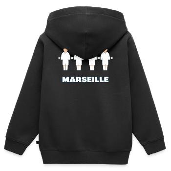 Marseille - Kinder Premium Organic Zip Hoodie - Schwarz - Hinten - AI Model Kid Male (0cm)