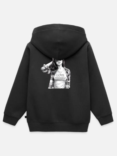 Aime toi toi-même - Sweat Premium à capuche zippé enfant bio - noir