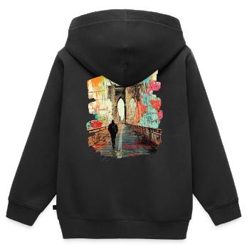 Brooklyn Bridge - Kinder Premium Organic Zip Hoodie - Schwarz - Hinten - AI Model Kid Male (0cm)