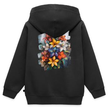 Frühling Frühlingsanfang Blume Blumen - Kinder Premium Organic Zip Hoodie - Schwarz - Hinten - AI Model Kid Male (0cm)