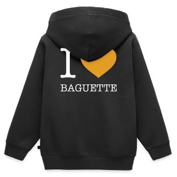 J’ADORE LA BAGUETTE - Sweat Premium à capuche zippé enfant bio - noir - Dos - AI Model Kid Male (0cm)