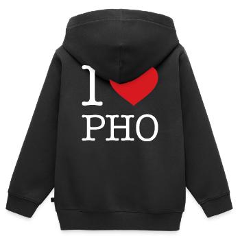 J’ADORE PHO - Sweat Premium à capuche zippé enfant bio - noir - Dos - AI Model Kid Male (0cm)