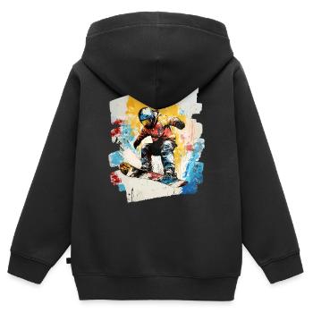 Snowboarder Pulverschnee - Kinder Premium Organic Zip Hoodie - Schwarz - Hinten - AI Model Kid Male (0cm)
