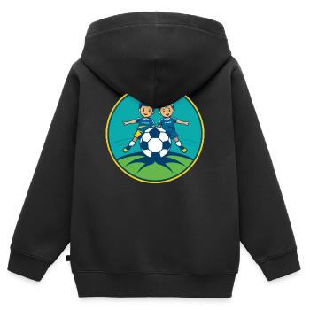 Fußball F-Jugend - Kinder Premium Organic Zip Hoodie - Schwarz - Hinten - AI Model Kid Male (0cm)