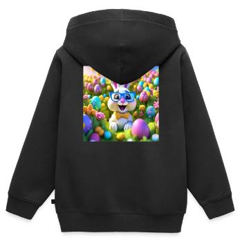 Ostern, Ostern, Frohe Ostern, Schokoladeneier - Kinder Premium Organic Zip Hoodie - Schwarz - Hinten - AI Model Kid Male (0cm)