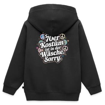 70er Jahre Kostüm Ist In Der Wäsche 70s Party 70er - Kinder Premium Organic Zip Hoodie - Schwarz - Hinten - AI Model Kid Male (0cm)