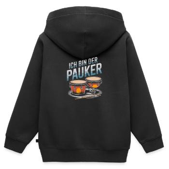 Ich Bin Der Pauker – Rhythmus Im Blut - Kinder Premium Organic Zip Hoodie - Schwarz - Hinten - AI Model Kid Male (0cm)
