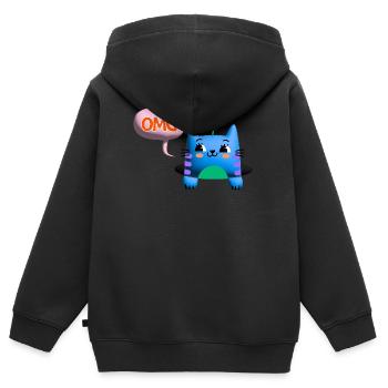 OMG chat mignon bulle 3d - Sweat Premium à capuche zippé enfant bio - noir - Dos - AI Model Kid Male (0cm)