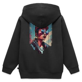 girl girlie wild punk freestyle love peace style - Kinder Premium Organic Zip Hoodie - Schwarz - Hinten - AI Model Kid Male (0cm)