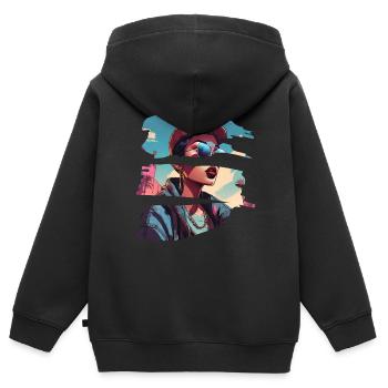 girl girlie wild punk freestyle love peace style - Kinder Premium Organic Zip Hoodie - Schwarz - Hinten - AI Model Kid Male (0cm)