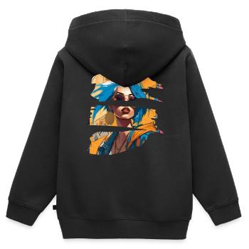 girl girlie wild punk freestyle love peace style - Kinder Premium Organic Zip Hoodie - Schwarz - Hinten - AI Model Kid Male (0cm)
