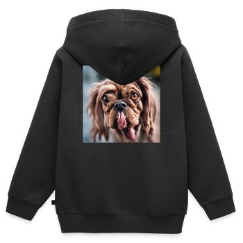 Hässlicher Hund - Kinder Premium Organic Zip Hoodie - Schwarz - Hinten - AI Model Kid Male (0cm)
