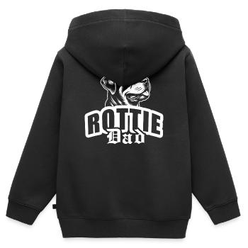 "Rottie Dad" mit Hundekopf - Kinder Premium Organic Zip Hoodie - Schwarz - Hinten - AI Model Kid Male (0cm)