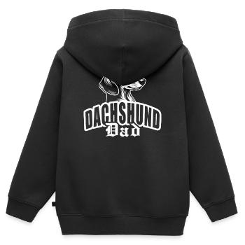 "Dachshund Dad" mit Hundekopf - Kinder Premium Organic Zip Hoodie - Schwarz - Hinten - AI Model Kid Male (0cm)