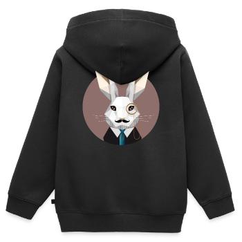 Élégant lapin de Pâques avec monocle et moustache - Sweat Premium à capuche zippé enfant bio - noir - Dos - AI Model Kid Male (0cm)