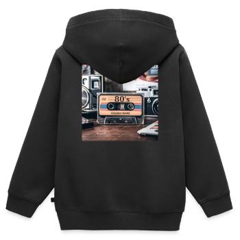 80er - Kinder Premium Organic Zip Hoodie - Schwarz - Hinten - AI Model Kid Male (0cm)