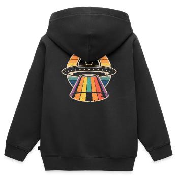 UFO-Liebhaber - Kinder Premium Organic Zip Hoodie - Schwarz - Hinten - AI Model Kid Male (0cm)