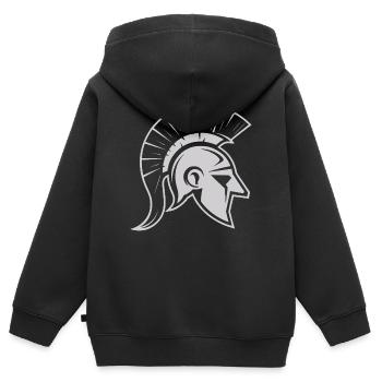 Guerrier spartiate - Sweat Premium à capuche zippé enfant bio - noir - Dos - AI Model Kid Male (0cm)