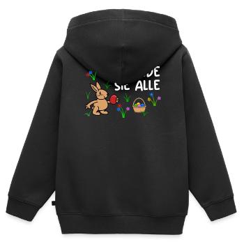 Kinder Ostern Ostereier - Kinder Premium Organic Zip Hoodie - Schwarz - Hinten - AI Model Kid Male (0cm)