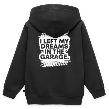 J’ai laissé mes rêves dans le cadeau fanatique de voiture de garage - Sweat Premium à capuche zippé enfant bio - noir - Dos - AI Model Kid Male (0cm)